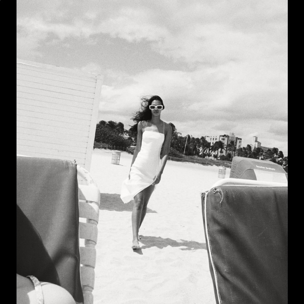 ZARA White linen blend dress